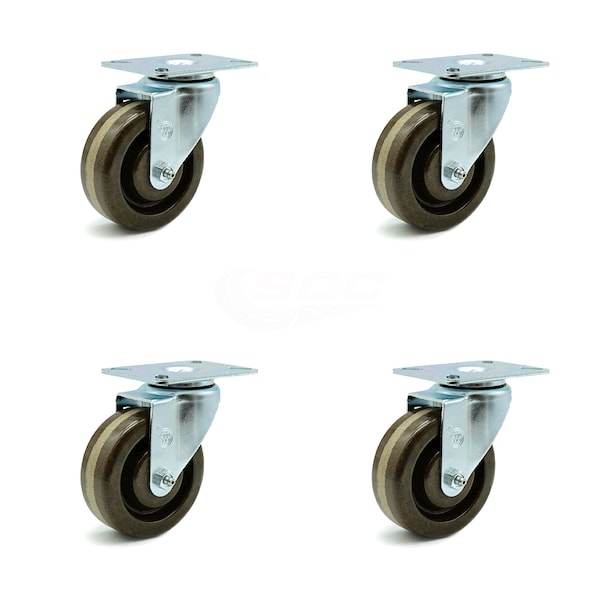Service Caster SCC 4 in x 1.5 Brown High Temp Phenolic Wheel Swivel Casters, 4PK SCC-20S415-PHSHT-TP2-4 - main